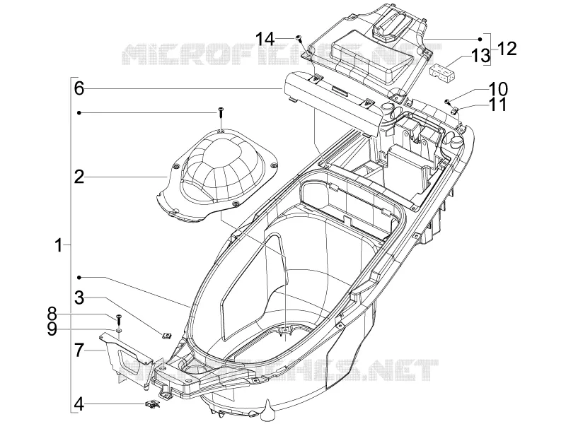 Logement casque - Dessous de selle GILERA GILERA-SCOOTER 50 RUNNER 2008  Runner Pure Jet -ST