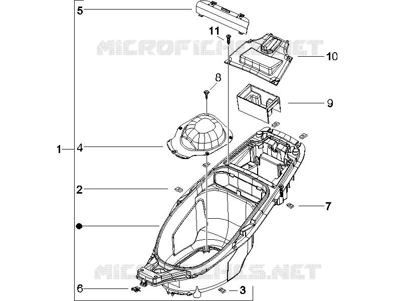 Logement casque - Dessous de selle GILERA GILERA-SCOOTER 50 RUNNER 2006  Runner SP