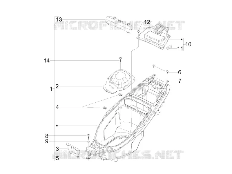 Logement casque - Dessous de selle GILERA GILERA-SCOOTER 50 RUNNER 2017  Runner SP