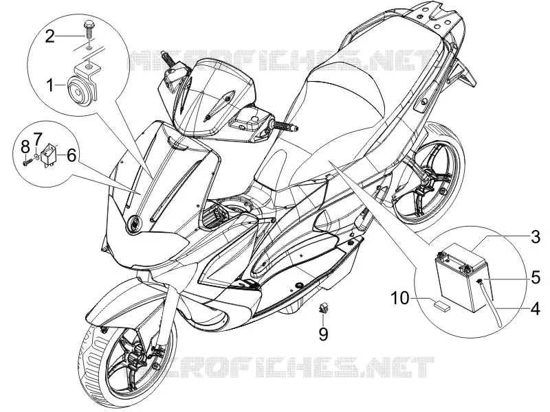 Relais - Batterie - Avertisseur sonore GILERA GILERA-SCOOTER 50 RUNNER 2015  Runner SP