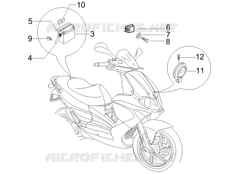 Relais - Batterie - Avertisseur sonore GILERA GILERA-SCOOTER 50 RUNNER 2006  Runner SP -SC