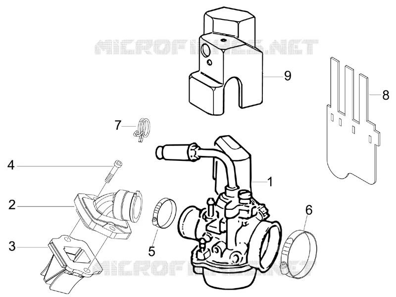 Carburateur complet - Raccord d'admission GILERA GILERA-SCOOTER 50 STALKER 2009  Stalker