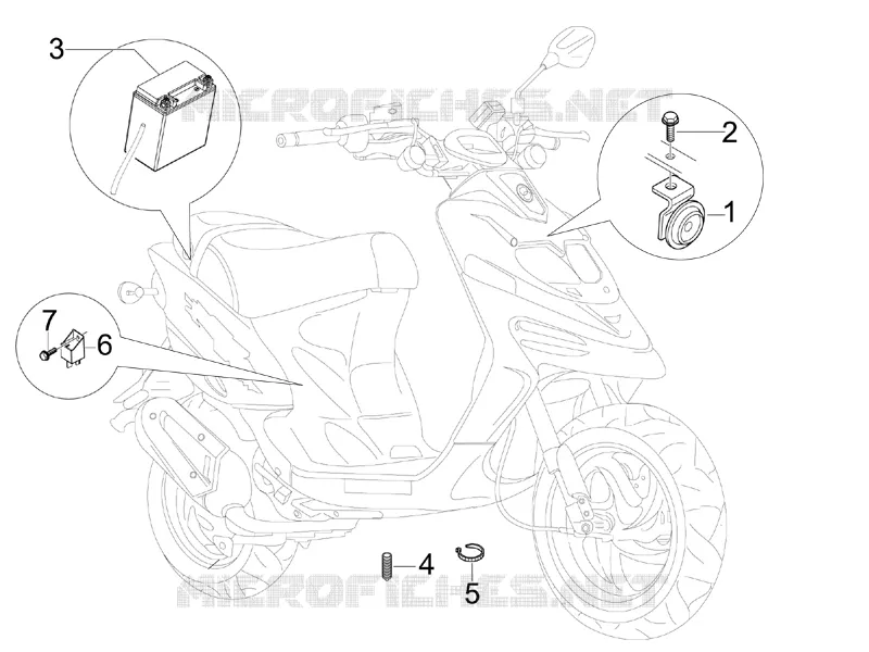 Relais - Batterie - Avertisseur sonore GILERA GILERA-SCOOTER 50 STALKER 2008  Stalker Naked